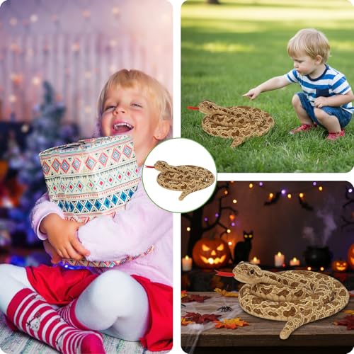 ZocRjvN Kuscheltier Schlange, Plüsch Schlange Spielzeug, 100 cm Langes Stofftier Schlange, Braunes Kuscheltier Schlange Für Kinder Und Erwachsene, Prank Geschenk
