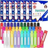 Fulmoon 216 Pcs Tempera Paint Sticks for Kids 36 Colors Washable Paint Sticks Bulk Quick Drying Paint Crayons for Children Art Supplies Paper Wood Glass Rock Poster Canvas