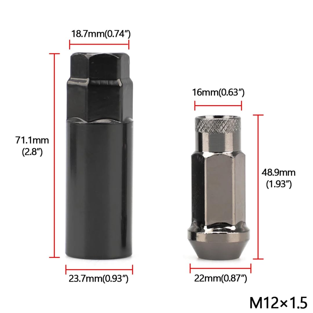 Tuerca De Rueda para Suzuki S-Cross SX4 Alto Carry Every, para Lincoln MKC MKZ Aviator, para Cadillac ATS CTS, 20 Piezas Tuercas de Rueda para Coche M12x1.5/M12x1.25