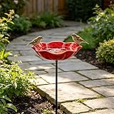 Bain d'oiseaux, Piquet de Jardin Fleur Decoratif en Métal Extérieur, pour Oiseaux e Abeill...