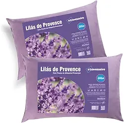 Kit 2 Travesseiros Infantil Antialérgico Com Aromaterapia Lavanda 30x45cm Macio Confortável Lavável à Máquina Crianças de 2 á 8 Anos