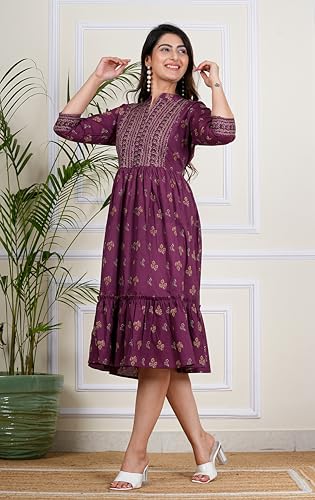 Image of Kuruti B Sheets Women's Cotton Floral Printed Regular Fit Anarkali Kurta for Women