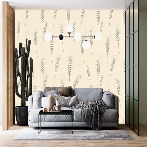 Genérico Papel Pintado Minimalista De Trigo Vintage Rústico Extraíble Adhesivo Adhesivo Para Dormitorio, Salón Y Decoración Del Hogar 320Cm(H) X600Cm(W)