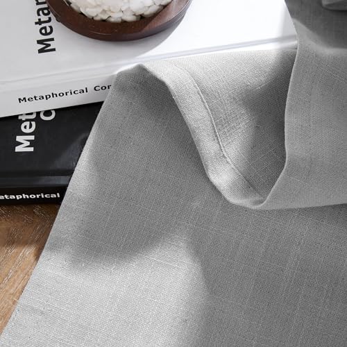 Image of Joydeco Linen Curtains for Living Room,Light Filtering Rod Pocket Back Tab Semi Sheer Drapes Window Long Curtains 96 inches Long Ebony Grey