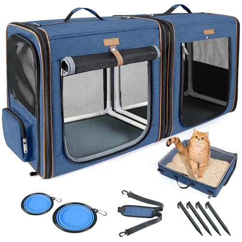Lekeinchi Boîte De Transport 2 en 1 pour Chien Et Chat avec Cadre en Fibre Solide, Pliable Et...