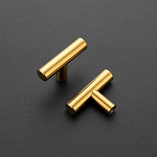 Image of Ravinte 2'' Cabinet Handles Stainless Steel Brushed Brass Kitchen Cabinet Hardware Handles of Kitchen Cupboard Handles 10 Pack