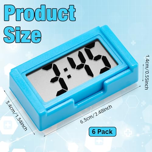 Image of Frienda 3 Pieces Mini Digital Clock Small Digital Clock Stick on Battery Operated Self Adhesive Bracket for Car Dashboard Fridge (Blue,Black,Pink)