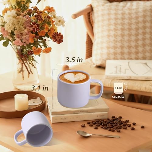 Set de 4 mugs de cerámica mate morados de 11 oz miniatura 2