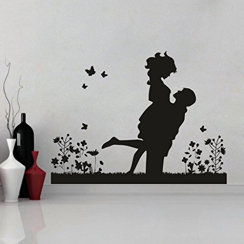 Decor Villa Love Boy and Girl and Wall Sticker & Decal for Living Room, Bedroom, Office (Vinyl, Standard, Black)