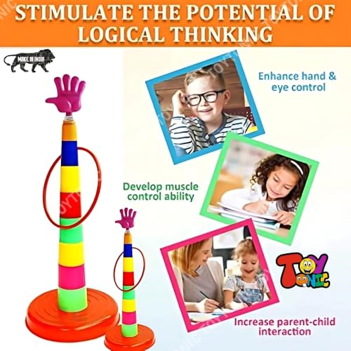 Image of TOYTONIC 2 in 1 Ring Toss Game for Kids - Fun Indoor Outdoor Toy for Boys & Girls Age 2-5 | Educational Toy for 3+ Year Old | Colour Recognition, Brain Development, Birthday Gift