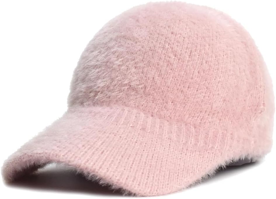Elegant Hairy Fluff Hat Fluffy Baseball Cap Keep Warm Men's Knitted Warm Solid Color Casual