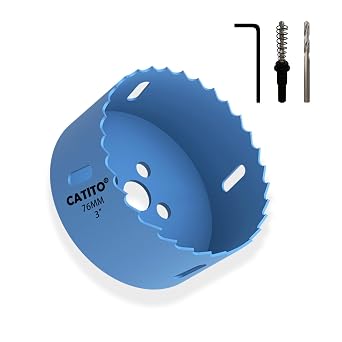 CATITO 3" 76mm Bi-Metal Hole Saw, 3 Inch Hole Cutter for Led Recessed Lighting, for Plastic, Wood, Plywood, Thin Steel and Thin Aluminum Sheets