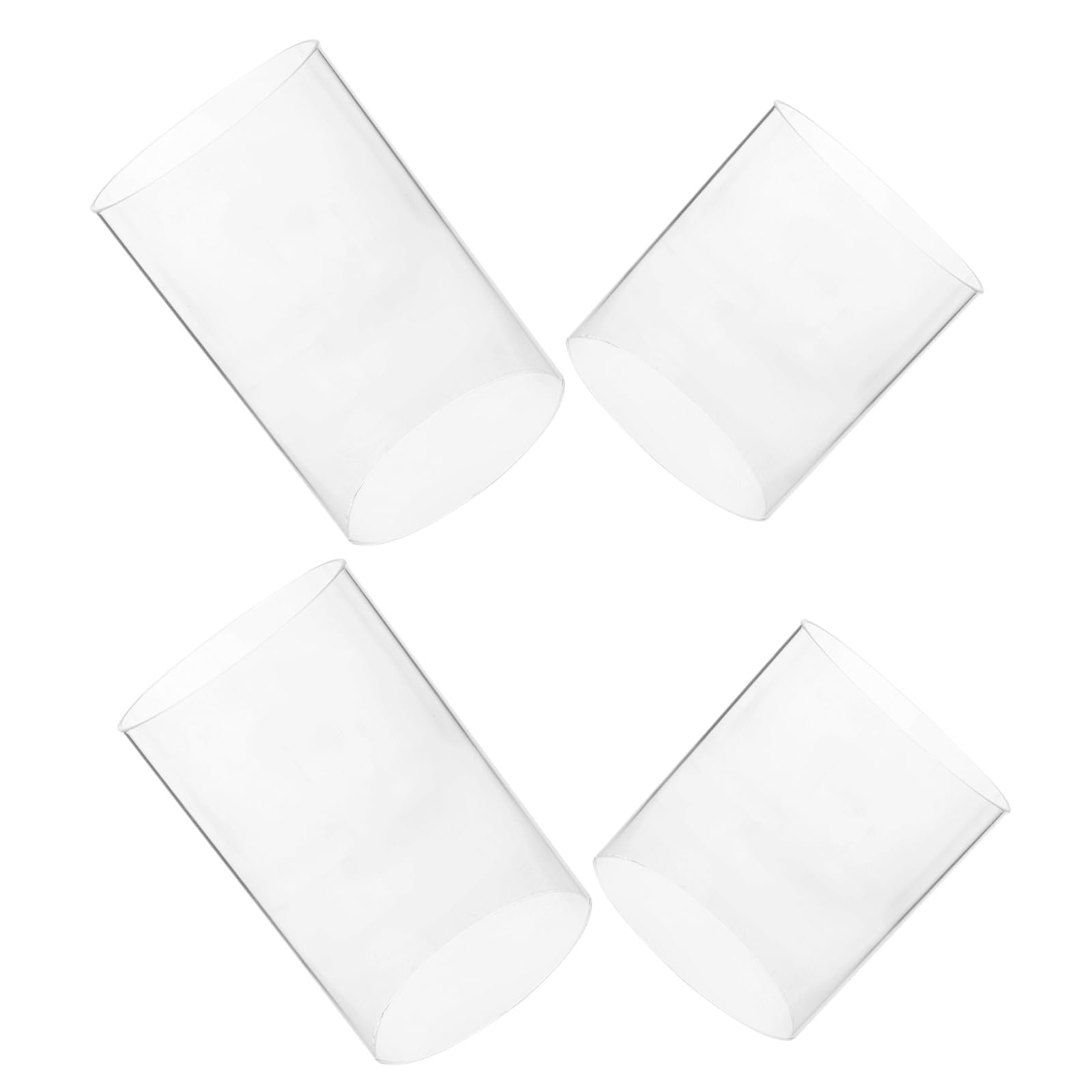 Abat-jour en verre transparent cylindrique sans fond | Lot de 4 manchons 10x15 et 10x10 cm