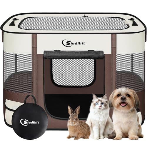 Siedihit 28" Dog Playpen,Cat Puppy Pen, Pet Portable Crate Indoor Outdoor