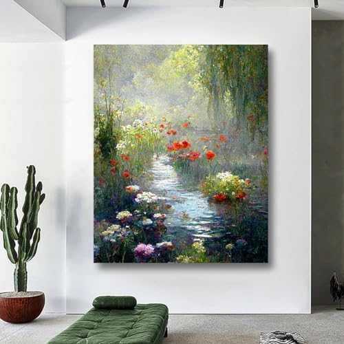 Toile Monet pour habiller un grand mur vide de salon avec une peinture florale