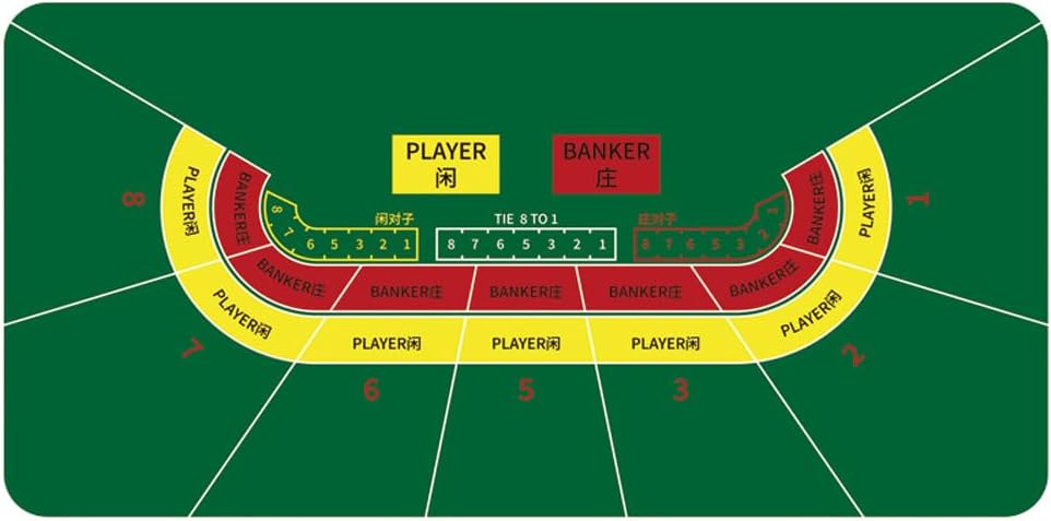 Premium Texas Hold'em Table Rubber Mat, 8 Players Folding Portable Poker Table Top Layout w/Carrying Bag for Poker Games, Blackjack, Casino,Yellow,M