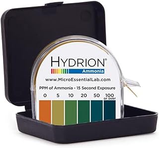 AM-40 Hydrion Ammonia Meter Test Paper Roll, 0 to 100ppm Range, 15' Length