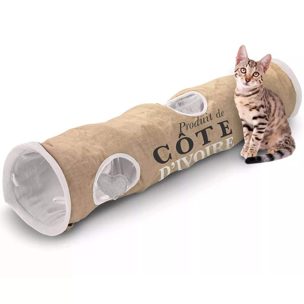 D&D Home Cat Tunnel Cote D'Ivoire 25x120 cm Brown and White 434/436448 D&D