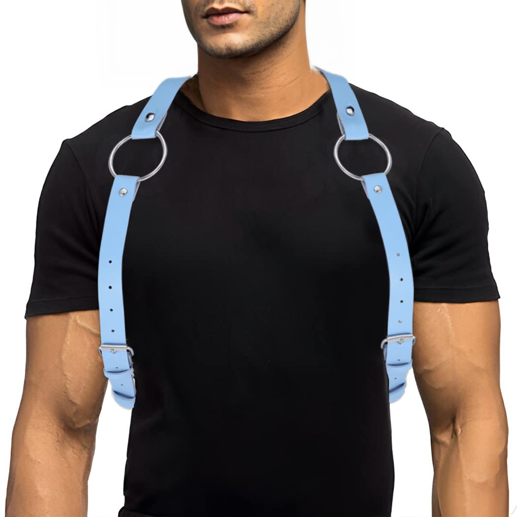 Pinwe Cintura da uomo in pelle con fibbia regolabile per costume da club, LM01, Taglia unica