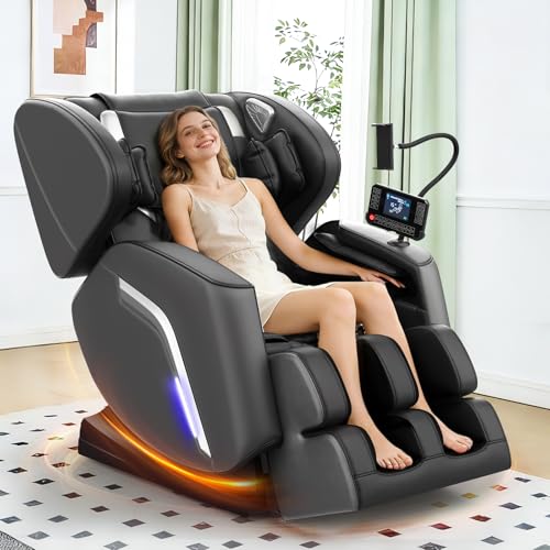 NAGLIFOR Sillón de Masaje con Función de Calor, 14 Rodillos, 9 Bolsas de Aire, Masaje de Pies,Altavoz Bluetooth, Control por Teléfono Inteligente, Panel Táctil, Sillón Reclinable de Gravedad Cero