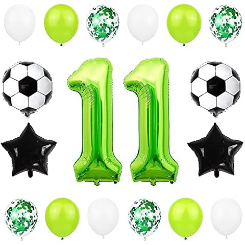 Liitata 11th Football Birthday Decorations Football Party Balloon 40 Inch Green Number 11 Foil Balloon Star Ballon Sequin Balloon for Kids Boys Football Fans Birthday Football Party Supplies Cover