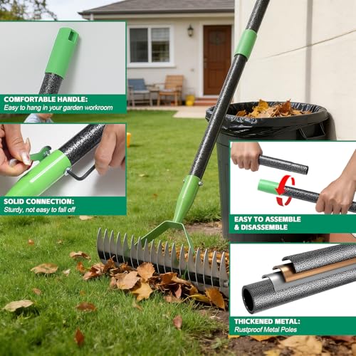 Thatch Rake, Lawn Thatching Rake 170 cm, 21 Teeth, 33 cm - Image 4