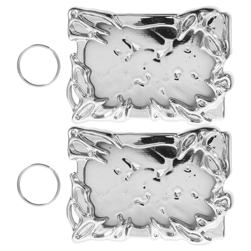 Llavero con funda para tarjeta de diseño irregular y plástico galvanizado resistente