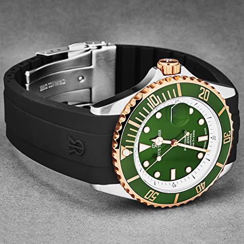 Men's 'Diver' Green Dial Black Rubber Strap Swiss Automatic Watch 17571.23542
