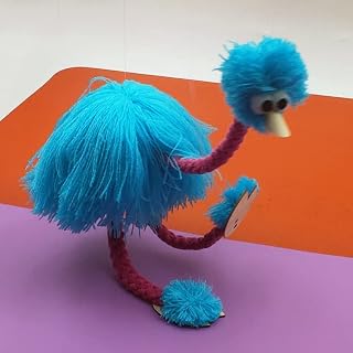Cakunmik Fun Handmade Wooden Doll Ostrich Form Doll Muppets Puppet Line Doll Parent-Child Interactive Toy Rope Control Craft Educational [Energy Class A]