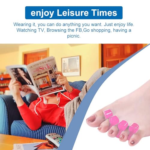 Image of 6 Pcs Silicone Gel Toe Separators, Durable Toe Spacers for Bunion Relief, Improve Circulation, Support and Comfort Toes, Blue, Transparent, Pink (2 Pcs Each)