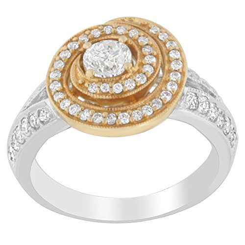 Original Classics 18K Two-Toned Gold Round Cut Diamond Ring (1.00 Cttw, H-I Color, SI2-I1 Clarity) - Size 6-3/4