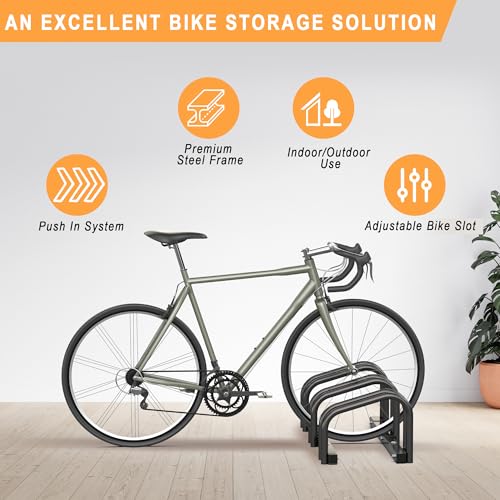Ultrawall Bike Storage Rack for Garage, 3 Bikes Floor Bike Stand, Bicycle Parking Stand Rack for Indoor/Outdoor, Fit 22-28\" Wheel Tire Width 2.1\"