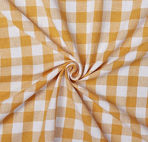 Image of AIRWILL, 200GSM Handloom Cotton Double Bedsheet with 2 Pillow Covers (Gingham Check Yellow)