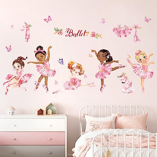 Vinilos decorativos de niña bailarina en pared miniatura 2