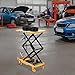 Hydraulic Lift Table Cart Single Scissor Lift with Locking Wheels, 770lbs/330lbs Capacity Manual Hydraulic Lifting Table for Warehouse Material Handling and Industrial Transportation (770lbs)