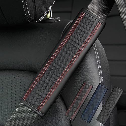 ZNCJY 2 Piezas Cuero Cubierta del Cinturón de Seguridad para Renault Espace Express Fluence, Comodidad Antideslizante Funda para Cinturón de Seguridad,C-Red