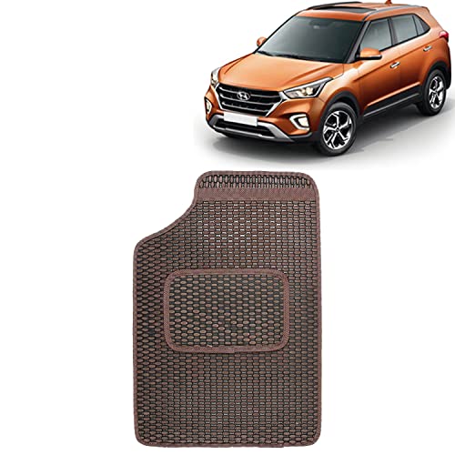 Image of Kingsway Dotted Design Car Floor Foot Mats Universal Fit for Hyundai Creta, Model Year : 2018-2019, Water and Dustproof, Color Brown, Set of 5 Pieces