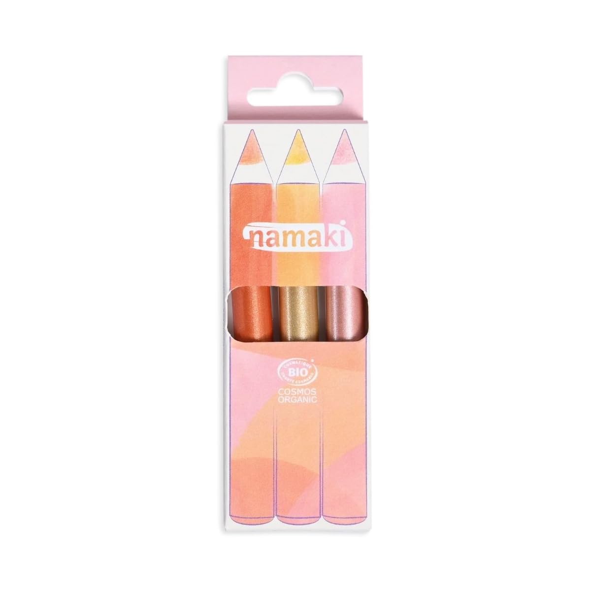 Namaki Crayons de maquillage Enfants Pailletés Jumbo Bio - Cuivre, Or, Rose - Certifiés Cosmos Organic
