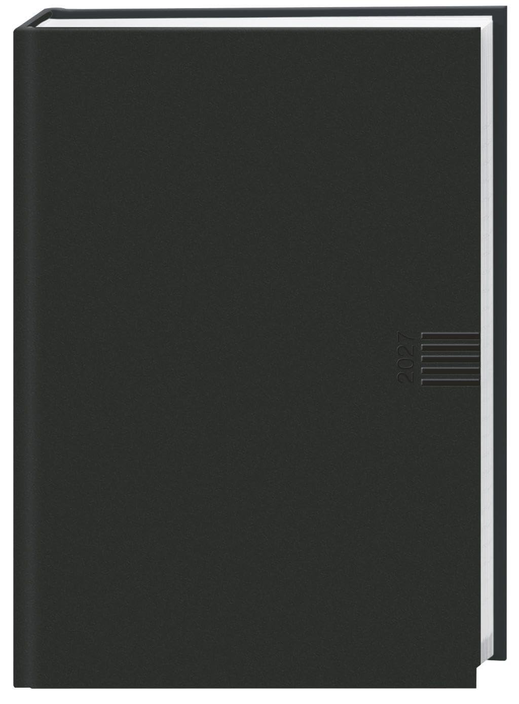Tages-Cheftimer A5, schwarz 2027: Schwarzer Terminkalender mit Tageskalender. Buch-Kalender mit Lesebändchen und Eckperforation. Wattierter Taschenkalender zum Planen von Terminen.
