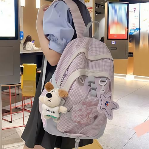 Zipper schools Bag with Star Pendant Double Shoulder Bag for Kids teens Boys Girls3