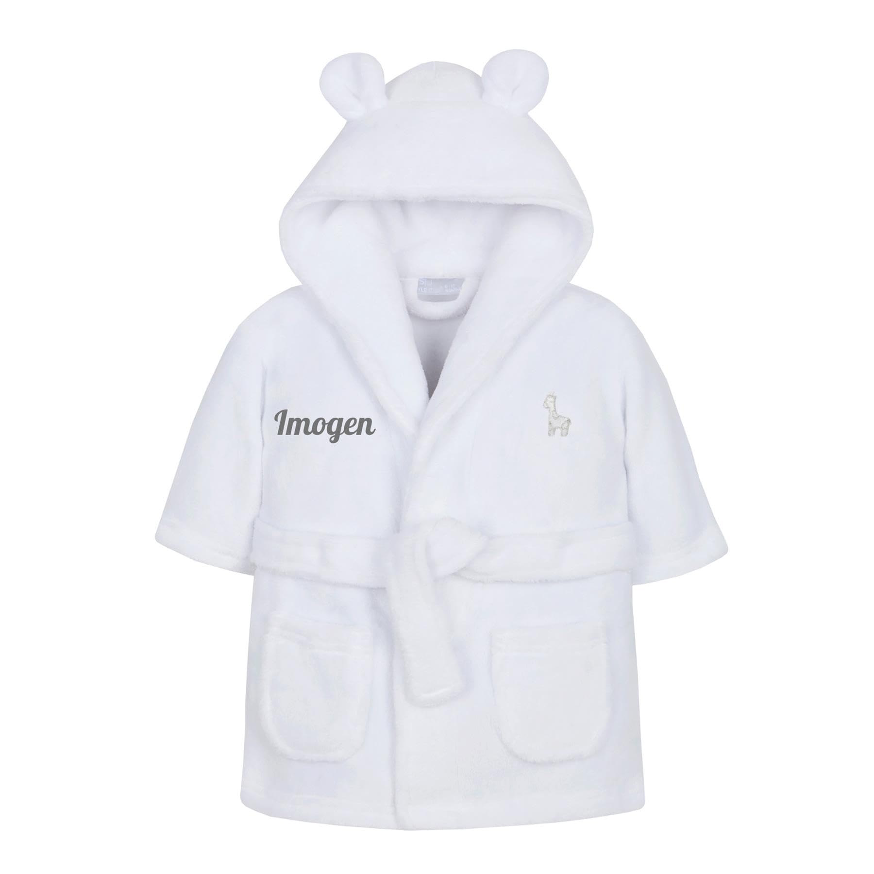 Style It Up Baby Boy Girl Babies Dressing Gown Robe Plush Fleece Velvet Soft Cosy Warm Gift, (WHITE, 6-12M)