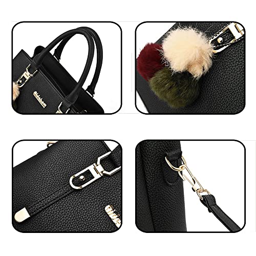 Downupdown Womens Handbags Vegan Leather Satchel Medium Tote Bag Purse Top Handle Handbag Shoulder Crossbody Bag Briefcase3