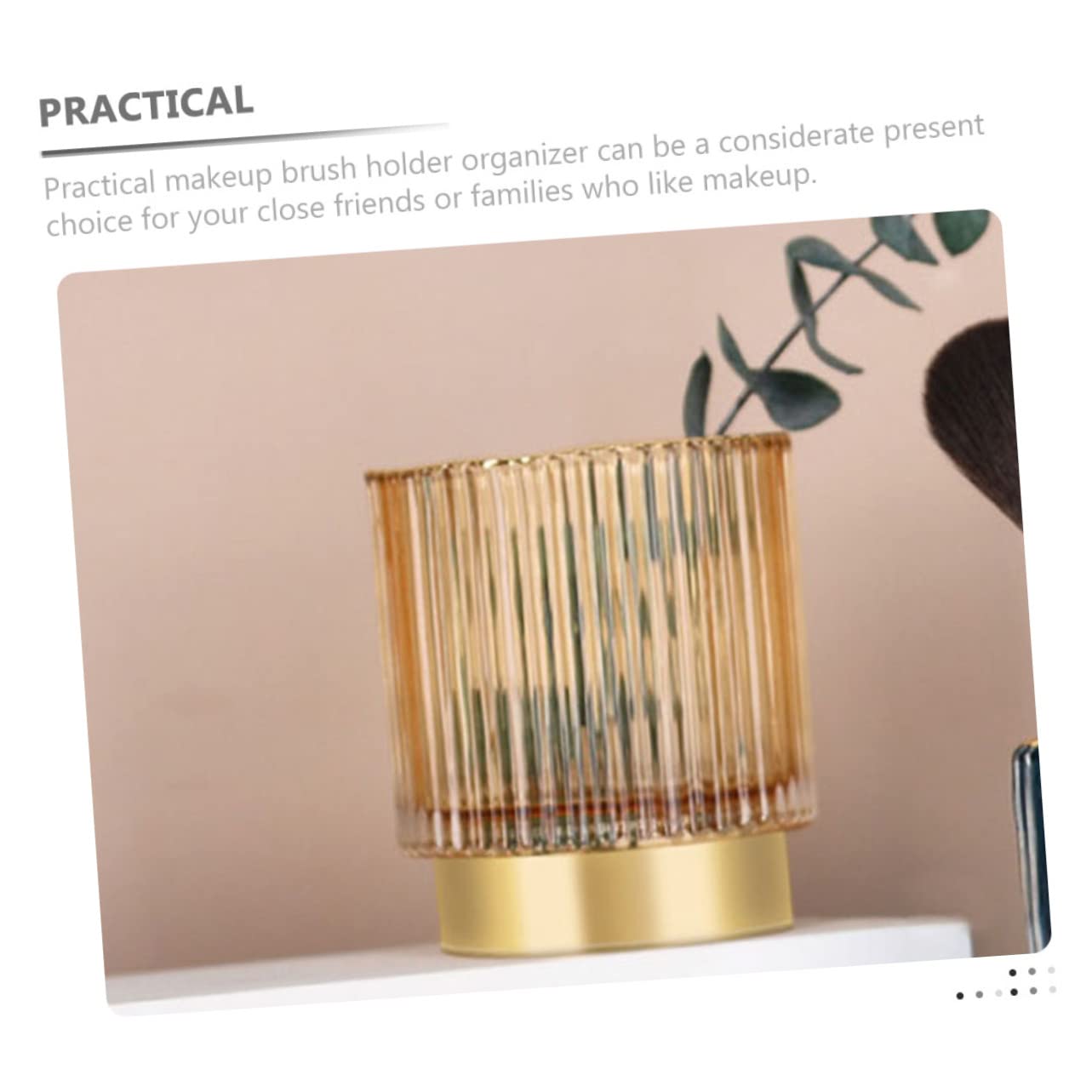Boîte à Pinceaux de Maquillage en Verre Épaissi, Bord Doré