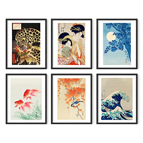 Haus And Hues Asian Art Prints Japanese Wall Decor - Set Of 6 Contemporary Japanese Prints, Japanese Posters, Asian Decor | Hokusai Paintings, Waves Poster, Japanese Pictures For Wall Unframed (8X10) #TOP21