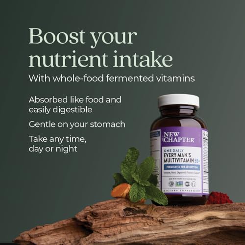 New Chapter Men\'s Multivitamin 50 Plus for Brain, Heart, Digestive, Prostate & Immune Support with 20+ Nutrients + Astaxanthin - Every Man\'s One Daily 55+, Gentle on The Stomach - 72 ct - Thumbnail 4