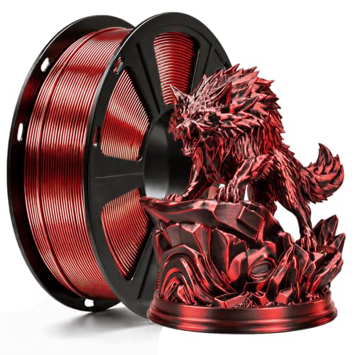 Image of Dual Color Silk PLA Filament 1.75mm Black Red 1KG, Shiny High Gloss Finish, Seamless Color Transition, Neatly Wound, Accuracy + /-0.02mm Vacuum Packaging