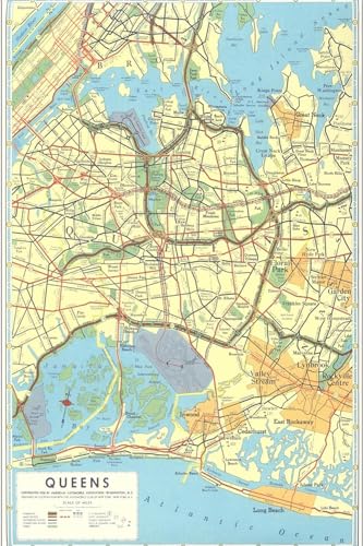 ART.COM Wall Art Print Map of Queens, New York, 12" x 18"