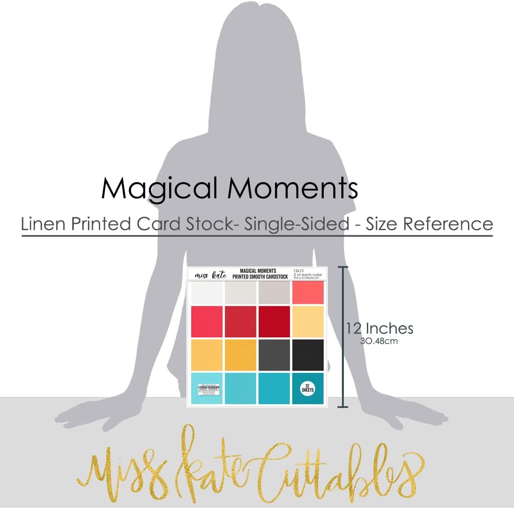 Linen Print Smooth 67lb Cardstock - Magical Moments - for Disneyland Walt Disney World - 32 Sheets - Single-Sided Card Stock- Two of 16 Colors- White Core- Crafting Scrapbook - by Miss Kate Cuttables