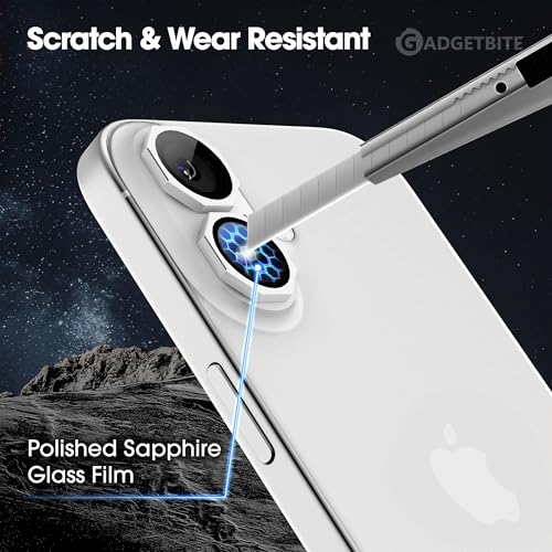 Image of GadgetBite Snaptra Octagon Lens Protector Compatible With iPhone 16 & iPhone 16 Plus - 9H Tempered Glass Camera Cover with Metal Ring, Scratch-Resistant,Camera Lens Protection -Silver