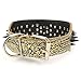 Berry Pet 3 Inch Width Bronze Sharp Spiked Studded Leather Dog Collar for Training,Sports,Walking,Travel,Dog Show,Heavy Duty,Medium Dogs Pitbull,Labrador,Boxer,Neck for 17-20